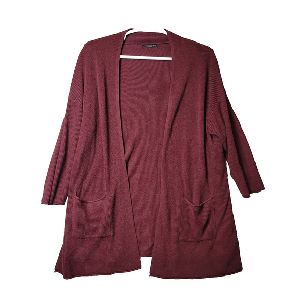 T Tahari Sweaters - T Tahari Cashmere Blend Burgundy LS Pocket Cardigan Women's Plus 1X? No Tag